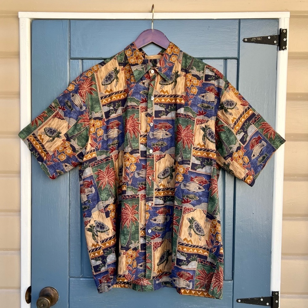 Tori Richard Colorful Tropical Print Men's Shirt Size Large